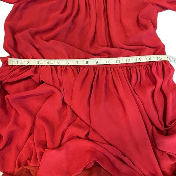 Slate & Willow Rose Illusion Dress Chiffon Lined Elastic Waist Red Womens Size 0 - Picture 13 of 14